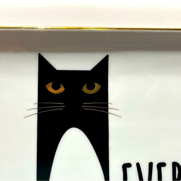 Everyday is Caturday tray with gold trim - Picture 3 of 7